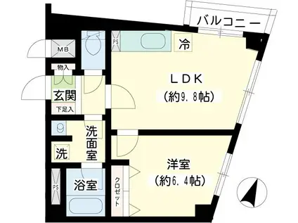 ルート山手(1LDK/2階)の間取り写真