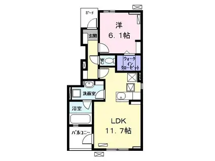 グランツコートKK III(1LDK/1階)の間取り写真