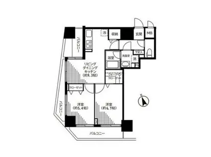 銀座レジデンス伍番館(2DK/13階)の間取り写真