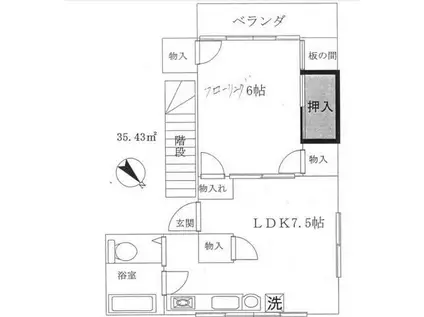 大泉ビル(1LDK/3階)の間取り写真