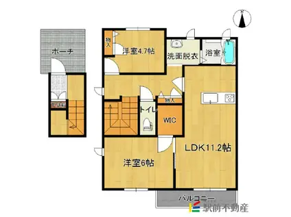 Fフラッツ鳥栖E(2LDK/2階)の間取り写真
