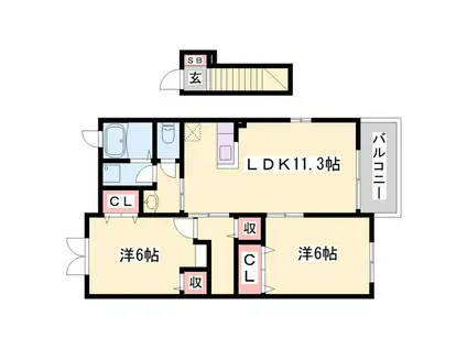 オートハイツII(2LDK/1階)の間取り写真