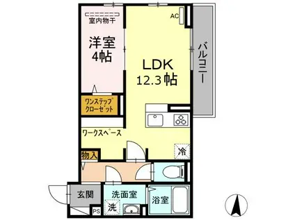 メゾン王子(1LDK/1階)の間取り写真