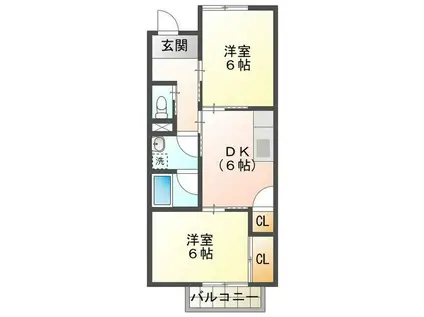 ANGELHOUSE東山(2DK/1階)の間取り写真