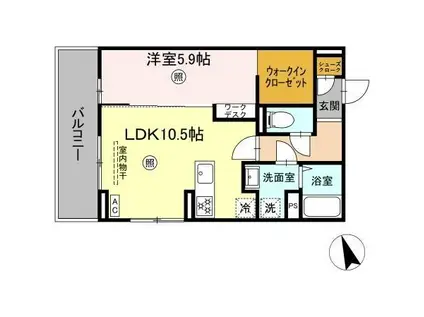 PREMILIFE須賀2(1LDK/2階)の間取り写真