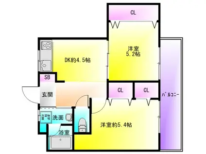 山本マンション(2DK/4階)の間取り写真
