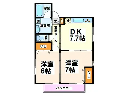 メゾン・ドゥ・シルキー(2DK/1階)の間取り写真