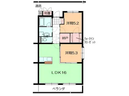プログレスF(2LDK/2階)の間取り写真
