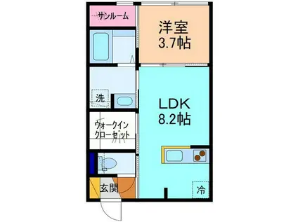 MALIE HALE(1LDK/1階)の間取り写真