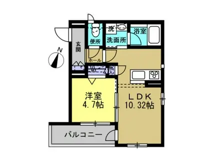 オーク レジデンスII(1LDK/2階)の間取り写真