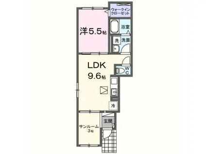 ルクス・ルーチェ(1LDK/1階)の間取り写真