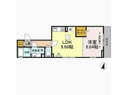 フォンテーヌ(1LDK/1階)の間取り写真