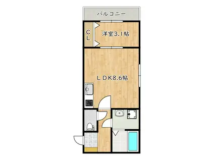 近鉄南大阪線 土師ノ里駅 徒歩7分 3階建 新築(1LDK/1階)の間取り写真