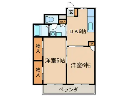 ル ヴェルジェ(2DK/1階)の間取り写真