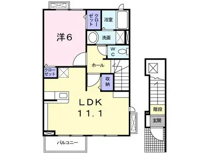 フィオーレ(1LDK/2階)の間取り写真