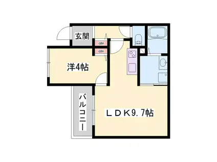 ジーメゾン明石魚住ウエスト(1LDK/2階)の間取り写真