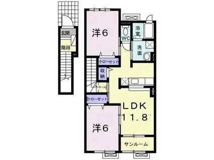 ピュアファミーユA(2LDK/2階)の間取り写真