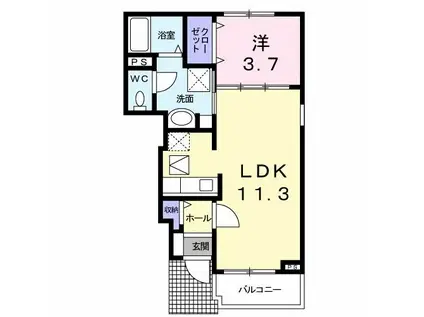 ボア・ソルテD(1LDK/1階)の間取り写真