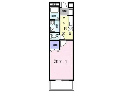 ヒルトップ南浦和(1K/2階)の間取り写真