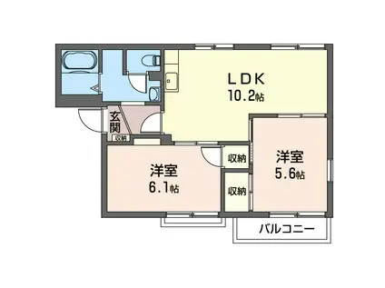 SHM カーサ谷津(2LDK/2階)の間取り写真