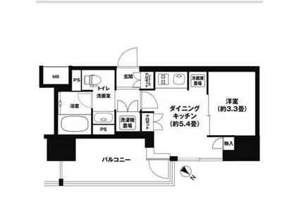 リビオレゾン勝どきNEX(1DK/4階)の間取り写真