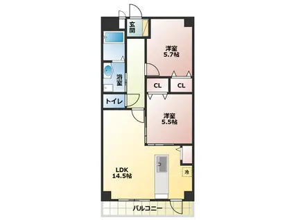 KZ SQUARE(2LDK/3階)の間取り写真