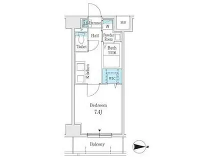 プレイズシード名古屋亀島(1K/3階)の間取り写真