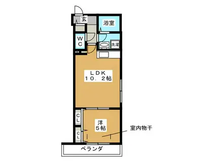 LINOHANA(1LDK/3階)の間取り写真