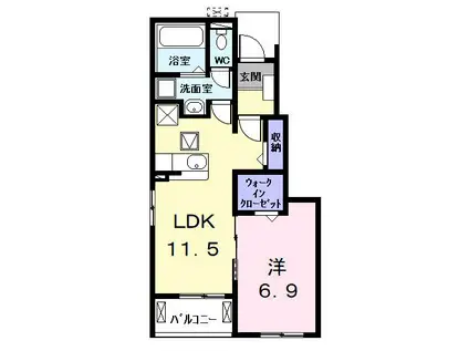ジョイアス東気開ヒガシキトケ(1LDK/1階)の間取り写真