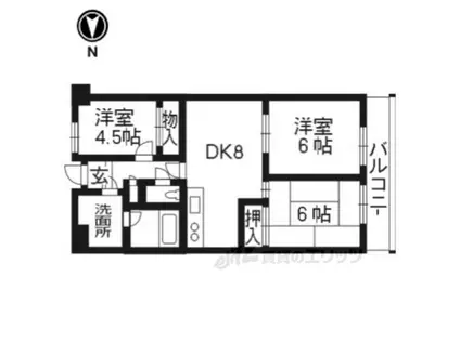 コトーハイツ伏見稲荷A棟403号(3LDK/4階)の間取り写真