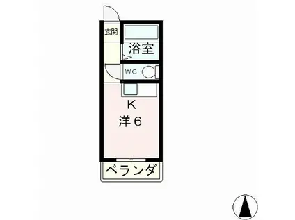 クッキィー石山寺(ワンルーム/2階)の間取り写真