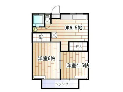 グリーンリーフ(2DK/2階)の間取り写真