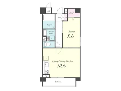 ラ・ルーチェ北大路(1LDK/4階)の間取り写真