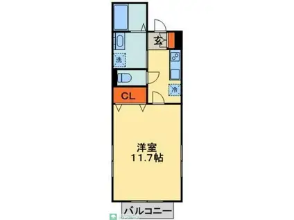 アムールS・K・T(1K/1階)の間取り写真