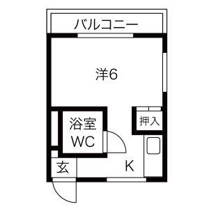 ヤングヴィレッジ(1K/1階)の間取り写真