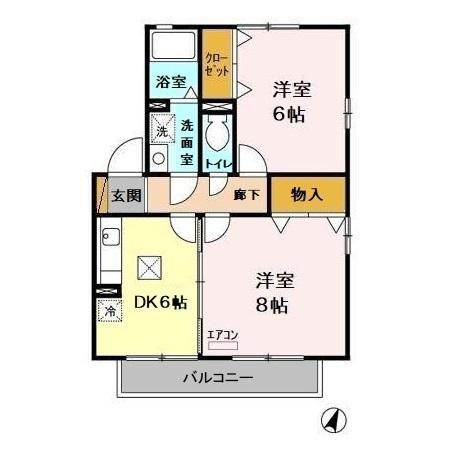 イーストプラザ(2DK/1階)の間取り写真