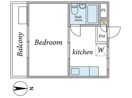 エルマンション(1DK/3階)の間取り写真