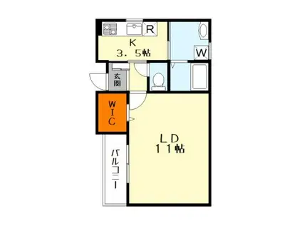 ビエノス西渋川(1K/2階)の間取り写真