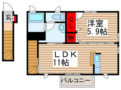 フィオーレII(1LDK/2階)の間取り写真