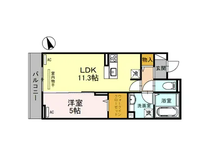 グランコート幸(1LDK/2階)の間取り写真