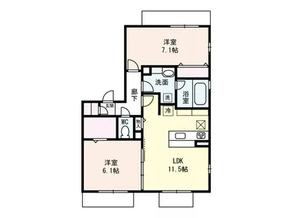 ラヴィベルセタ(2LDK/1階)の間取り写真