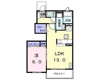 グランツコートK C(1LDK/1階)の間取り写真