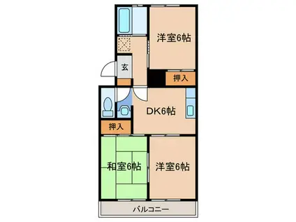 ハイマート香椎(3DK/3階)の間取り写真