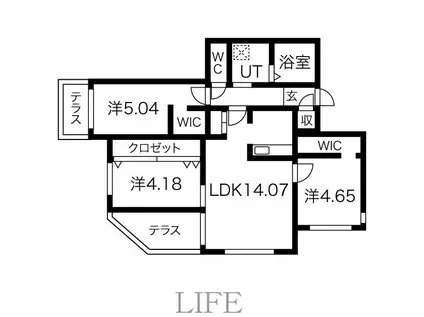 ラ・シュエットシエル(3LDK/1階)の間取り写真