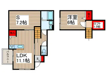 シャトール(1SLDK/1階)の間取り写真