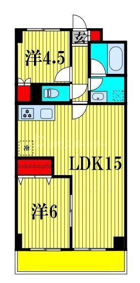 YS習志野台(2LDK/2階)の間取り写真