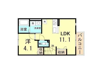 ブリームコート西宮北口(1LDK/2階)の間取り写真