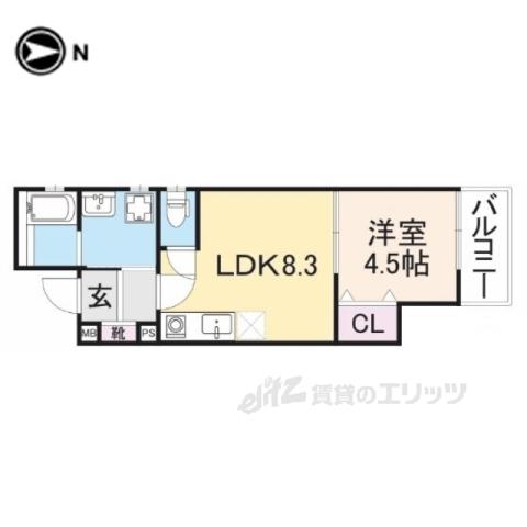 クレアール堺町1(1LDK/3階)の間取り写真