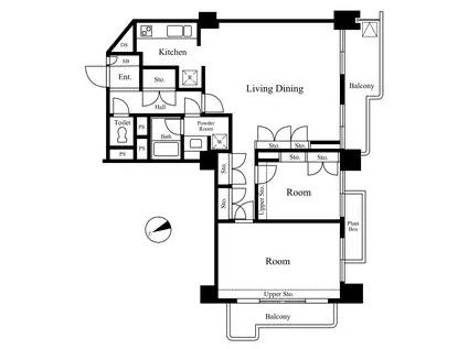 南青山高樹町ハイツ(2LDK/9階)の間取り写真