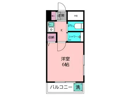 三鷹第三ビル(1K/6階)の間取り写真